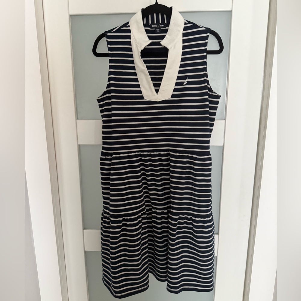 Nautica Navy and White Striped Dress
